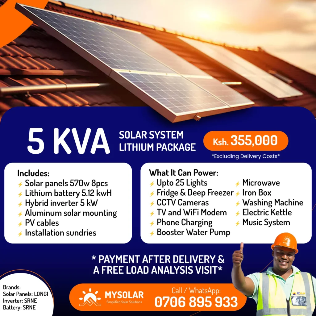 5kva solar system package in Kenya. 5Kw solar system package in Kenya.