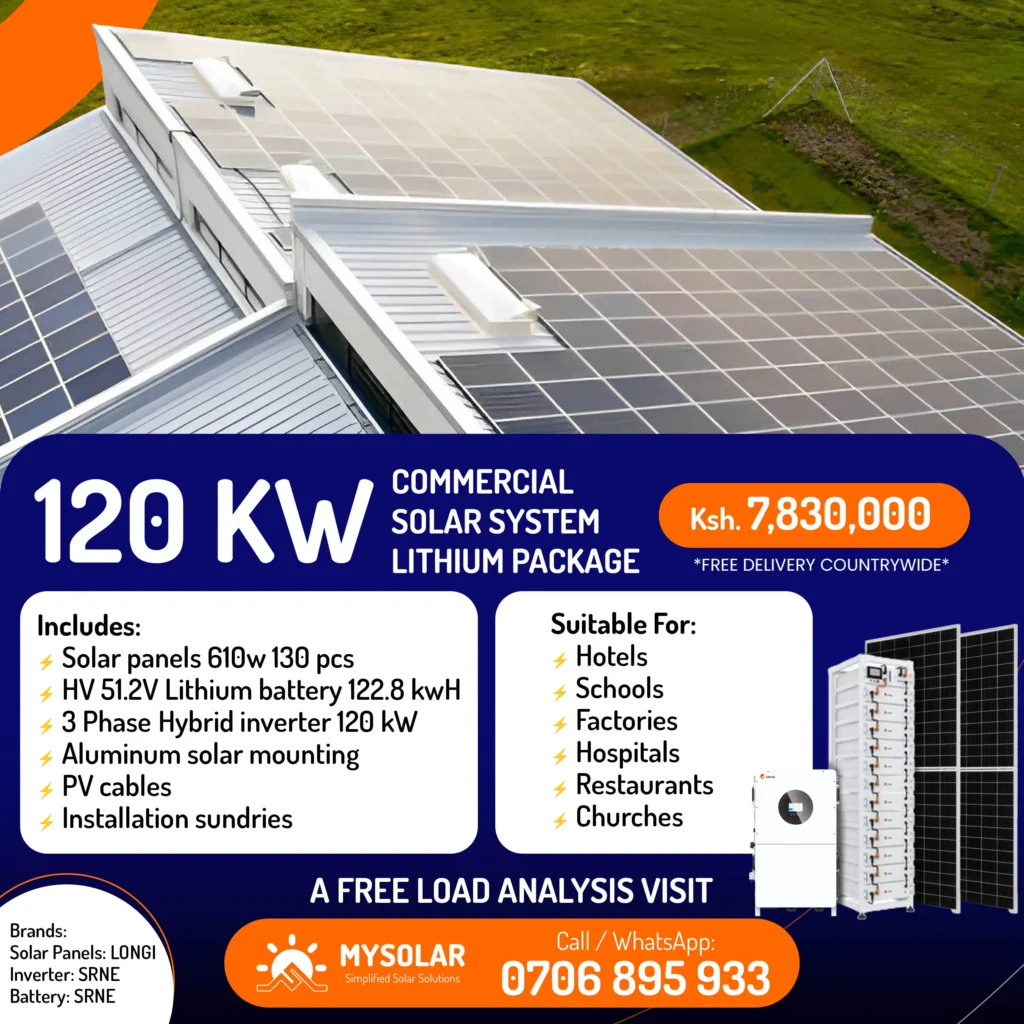 120kva solar system package in Kenya. 120Kw commercial solar system package in Kenya.